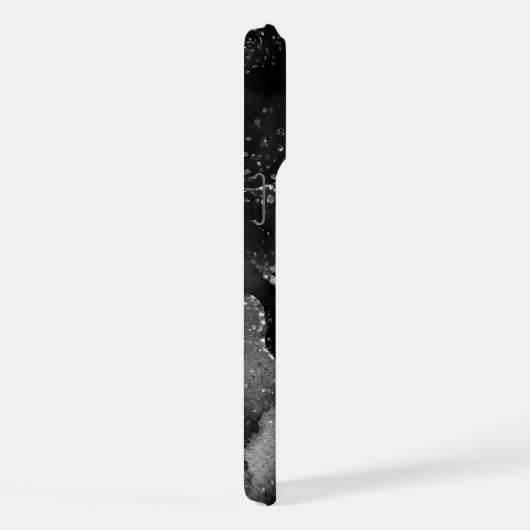 Moody Agate | Onyx Black Silver Vampy Goth Glitzer iPhone Hülle (Rechte Seite)