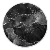 Moody Agate | Onyx Black Silver Vampy Goth Glitzer Keramikknauf (Vorderseite)