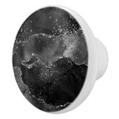 Moody Agate | Onyx Black Silver Vampy Goth Glitzer Keramikknauf (Rechts)