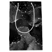Moody Agate | Onyx Black Silver Vampy Goth Glitzer Mittlere Geschenktüte (Vorderseite)