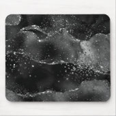 Moody Agate | Onyx Black Silver Vampy Goth Glitzer Mousepad (Vorne)