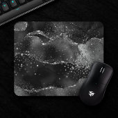 Moody Agate | Onyx Black Silver Vampy Goth Glitzer Mousepad