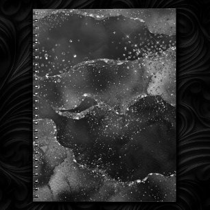 Moody Agate Onyx Black Silver Vampy Goth Glitzer Notizblock