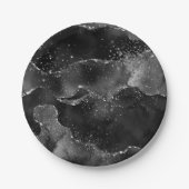 Moody Agate | Onyx Black Silver Vampy Goth Glitzer Pappteller (Vorderseite)