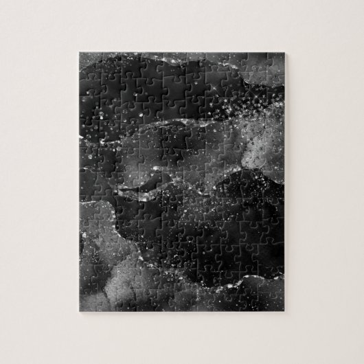 Moody Agate | Onyx Black Silver Vampy Goth Glitzer Puzzle (Vertikal)