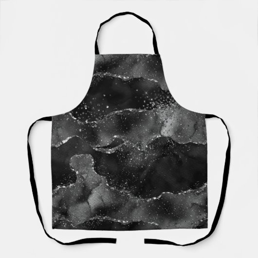 Moody Agate | Onyx Black Silver Vampy Goth Glitzer Schürze (Vorderseite)