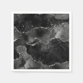 Moody Agate | Onyx Black Silver Vampy Goth Glitzer Serviette (Vorderseite)