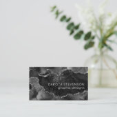 Moody Agate | Onyx Black Silver Vampy Goth Glitzer Visitenkarte (Stehend Vorderseite)