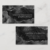 Moody Agate | Onyx Black Silver Vampy Goth Glitzer Visitenkarte (Vorne/Hinten)