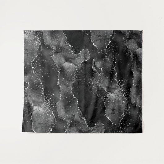 Moody Agate | Onyx Black Vampy Glam Foto Hintergru Wandteppich (Vorderseite (Horizontal))