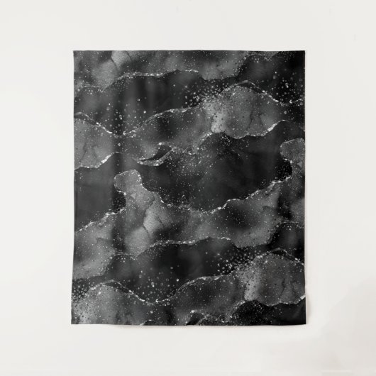 Moody Agate | Onyx Black Vampy Glam Foto Hintergru Wandteppich (Vorderseite)