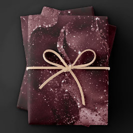 Moody Agate | Wein Bordeaux Sangria Merlot Maroon Geschenkpapier Set