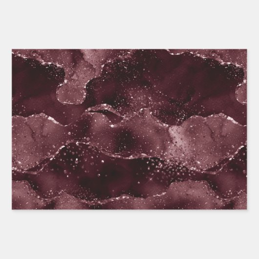 Moody Agate | Wein Bordeaux Sangria Merlot Maroon Geschenkpapier Set (Vorderseite 2)