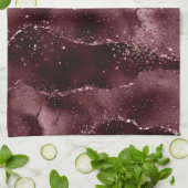 Moody Agate | Wein Bordeaux Sangria Merlot Maroon Geschirrtuch (Gefaltet)