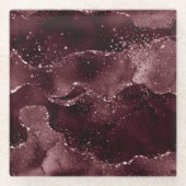 Moody Agate | Wein Bordeaux Sangria Merlot Maroon Glasuntersetzer (Vorderseite)