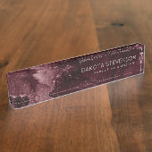 Moody Agate | Wein Bordeaux Sangria Merlot Maroon Namensplakette (Seite)