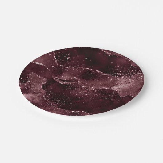 Moody Agate | Wein Bordeaux Sangria Merlot Maroon Pappteller (Schrägansicht)