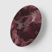 Moody Agate | Wein Bordeaux Sangria Merlot Maroon Runde Wanduhr (Winkel)