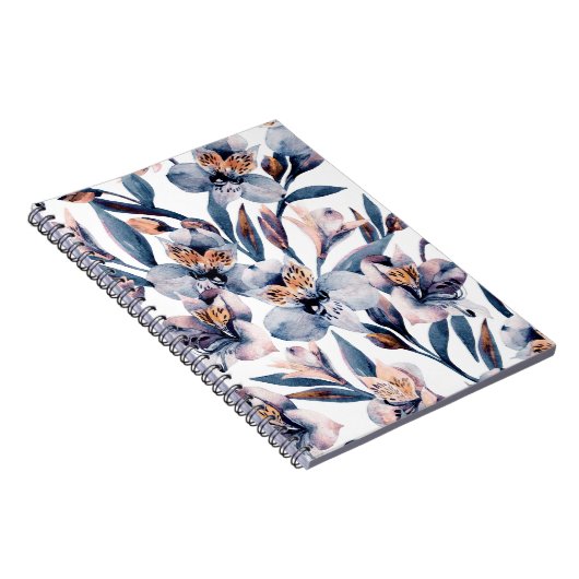 Moody Alstroemeria: Muster für Aquarellfarben-Blum Notizblock (Rechte Seite)