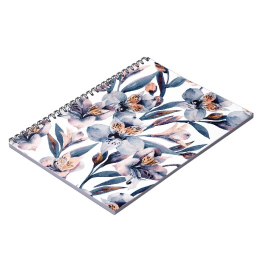 Moody Alstroemeria: Muster für Aquarellfarben-Blum Notizblock (Linke Seite)