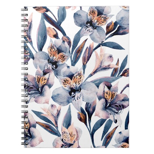 Moody Alstroemeria: Muster für Aquarellfarben-Blum Notizblock (Vorderseite)