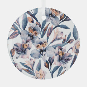 Moody Alstroemeria: Muster für Aquarellfarben-Blum Ornament Aus Glas