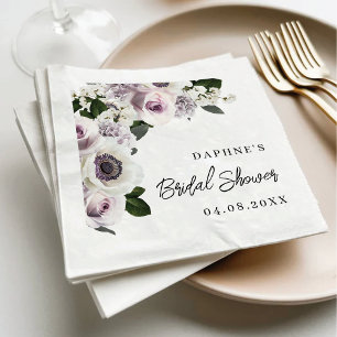 Moody Anemone und Lila florales Brautparty Serviette