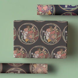 Moody Art Deco Blume Bouquet Geschenkpapier Set