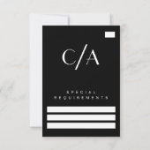 Moody Art Deco Schwarz-weiß Wedding RSVP Karte (Rückseite)