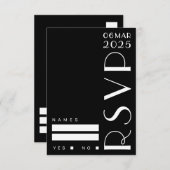 Moody Art Deco Schwarz-weiß Wedding RSVP Karte (Vorne/Hinten)