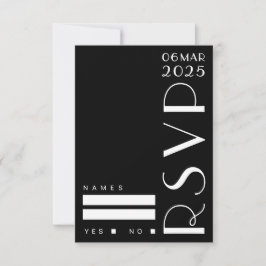 Moody Art Deco Schwarz-weiß Wedding RSVP Karte