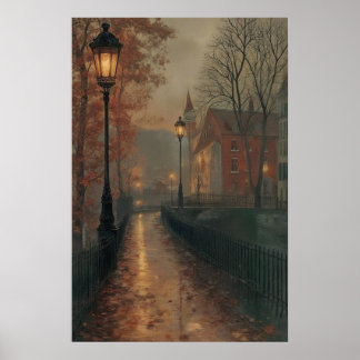 Moody Autumn Cityscape, ruhiger Fall Urban Poster
