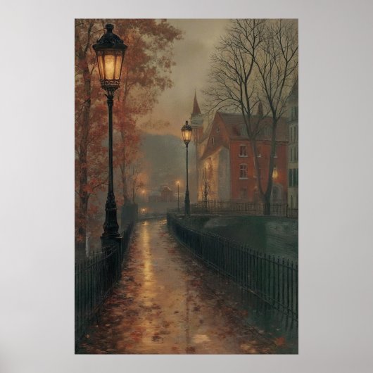 Moody Autumn Cityscape, ruhiger Fall Urban Poster (Vorne)