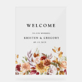 Moody Autumn Elegante Wedding Acrylschild (Vorderseite)