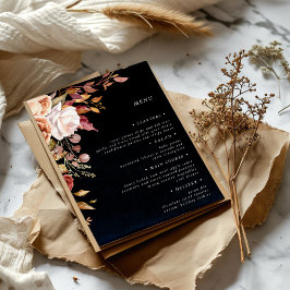 Moody Autumn Floral Elegant Wedding Menu Card Einladung