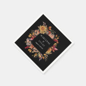 Moody Autumn Floral Monogram Serviette (Ecke)