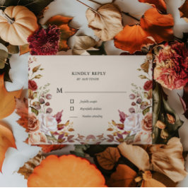Moody Autumn Floral UAWG Response Card RSVP Karte