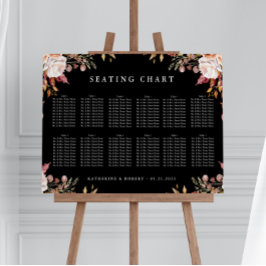 Moody Autumn Floral Wedding Chart Poster