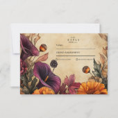 Moody Autumn Floral Wedding RSVP Karte (Vorderseite)