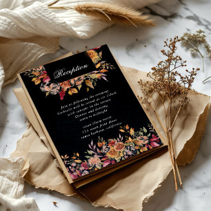 Moody Autumn Florals Hochzeitsempfang Begleitkarte