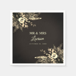 Moody Autumn Watercolor Dried Blume Wedding Serviette