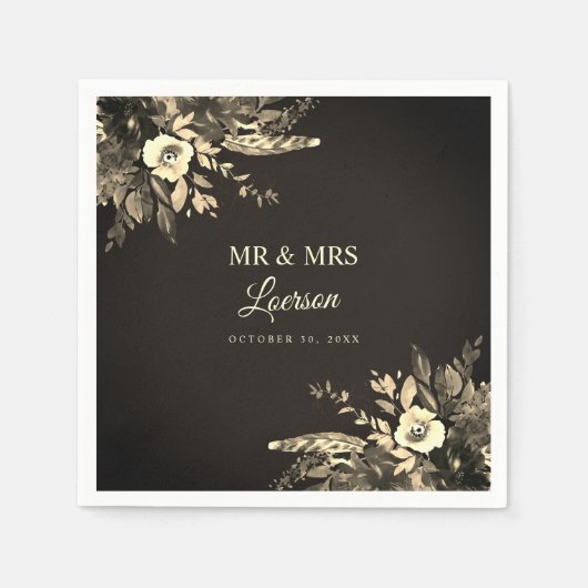 Moody Autumn Watercolor Dried Blume Wedding Serviette (Vorderseite)