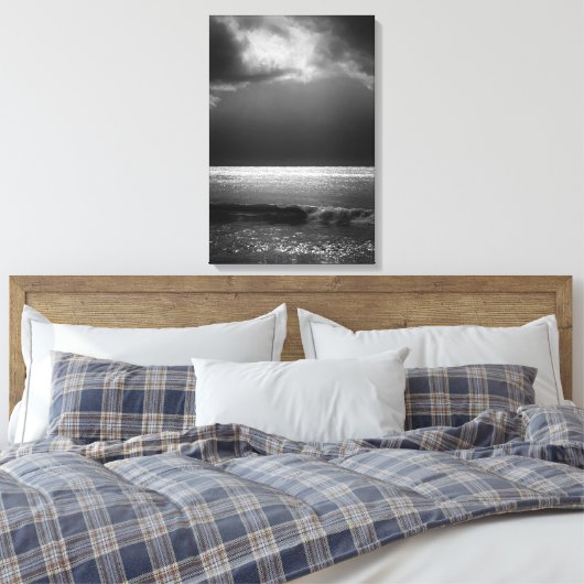 Moody Beach Landscape Stormy Clouds Sun Rays Leinwanddruck (Insitu (Schlafzimmer))