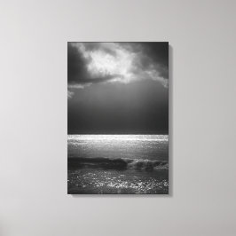 Moody Beach Landscape Stormy Clouds Sun Rays Leinwanddruck