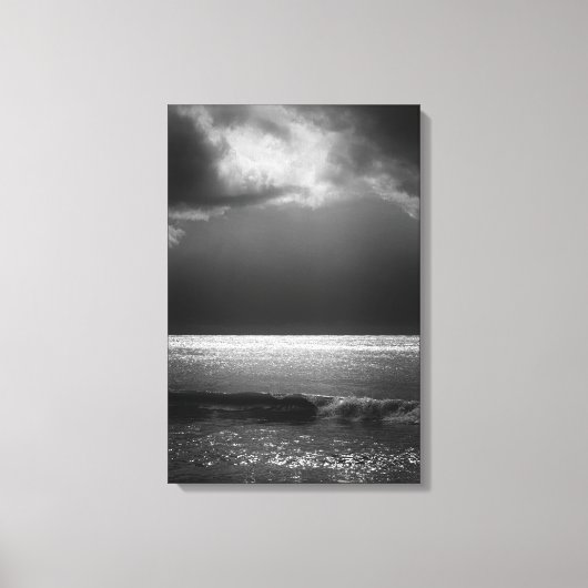 Moody Beach Landscape Stormy Clouds Sun Rays Leinwanddruck (Vorderseite)