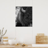 Moody Bison Buffalo Schwarz-weiß Poster (Küche)