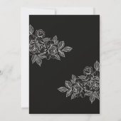Moody Black and White Peony Sketch Wedite Einladung (Rückseite)