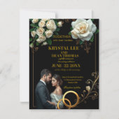 Moody Black Burgundy Blush Floral Peonies Wedding Mitteilungskarte (Vorderseite)