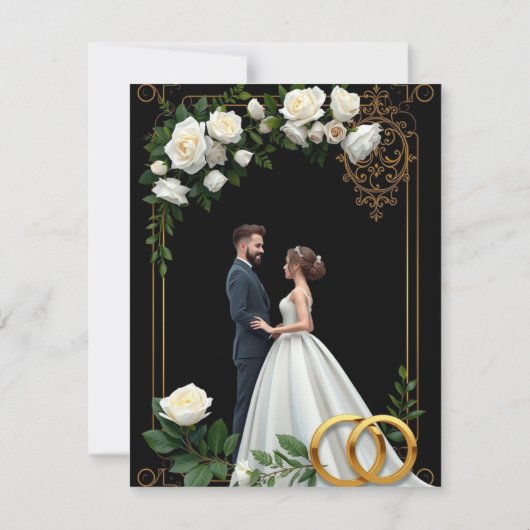 Moody Black Burgundy Blush Floral Peonies Wedding Mitteilungskarte (Rückseite)