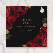 Moody Black Burgundy Roses Wedding  Geschenkanhänger (Rückseite)